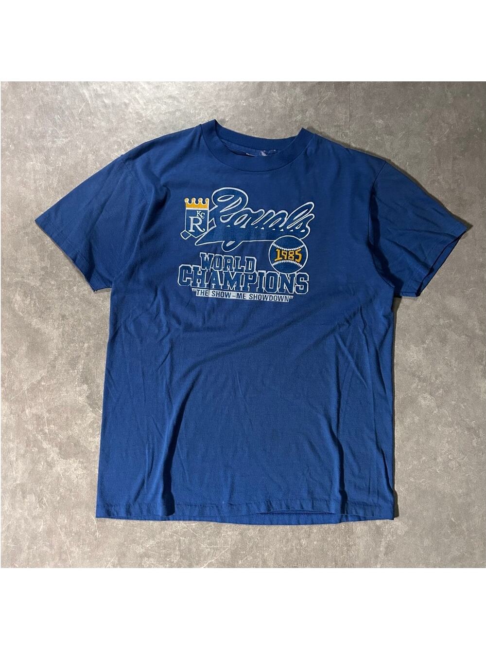 1985 Vintage Kansas City Royals World Series Blue T-Shirt -M